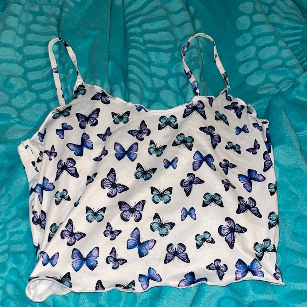 SHEIN M butterfly tank top cropped top